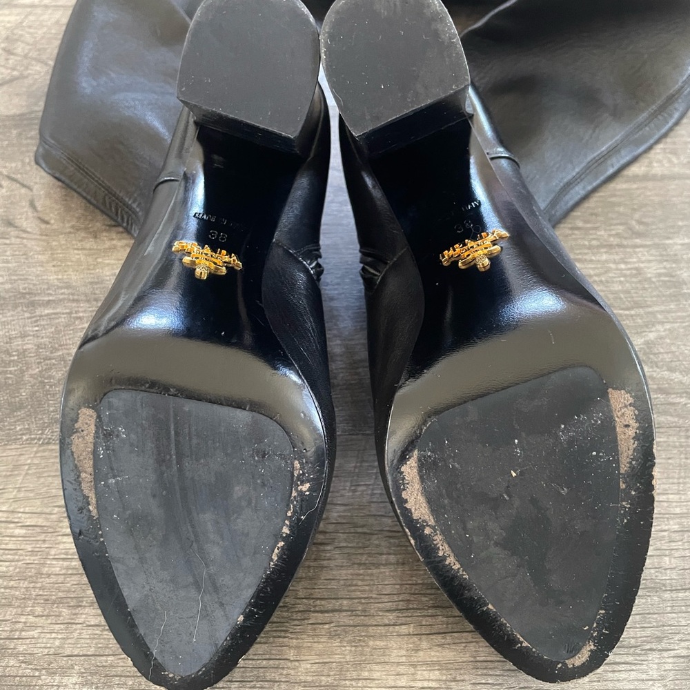 Prada Black Leather Thigh High Boots 🎩 - Picture 11 of 14